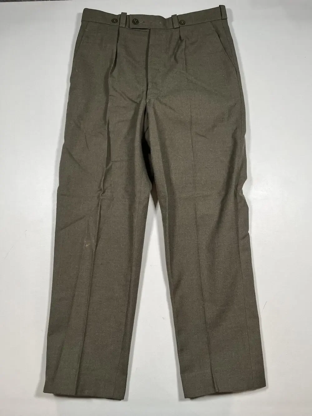 Vintage ABL Pants Mens Green Wool Dress Army Uniform Belgium 1976 Winter Read